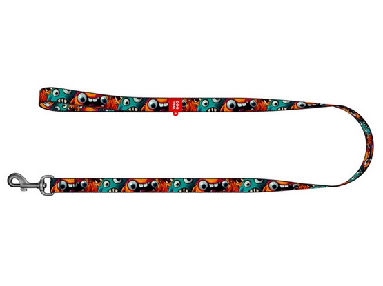 Collar WauDog Nylon Smycz nylonowa S 15mm/200cm, wzór ZĘBATE POTWORY - obrazek 2