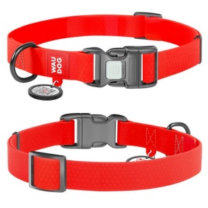 Collar Waterproof Obroża wodoodporna z QR-paszportem, plastikowy fastex, M 20mm/28-40cm czerwona