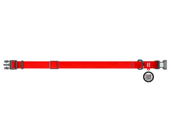 Collar Waterproof Obroża wodoodporna z QR-paszportem, plastikowy fastex, M 20mm/28-40cm czerwona - obrazek 2