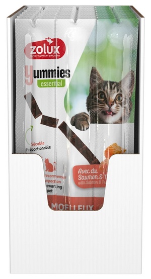 Zolux Yummies Miękki przysmak dla kota - Pałeczki Łosoś & Pstrąg 3x5g - obrazek 2