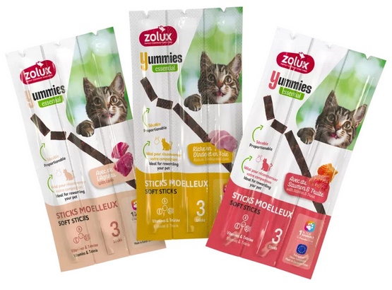 Zolux Yummies Miękki przysmak dla kota - Pałeczki Łosoś & Pstrąg 3x5g - obrazek 4
