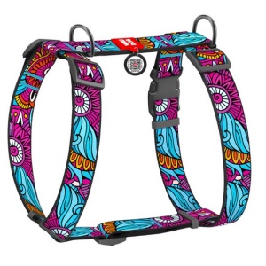 Collar WauDog Nylon Szelki nylonowe anatomiczne w kształcie litery H, z QR-paszportem, plastikowy fastex, wzór LATO, rozmiar XL 35mm