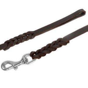 Dingo Smycz skórzana natłuszczana z zaplatanymi elementami 0,8x230cm brązowa