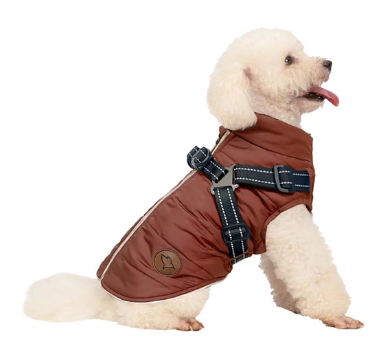 Zolux Kurtka puchowa z szelkami dla psa R.30 ceglasta - obrazek 3