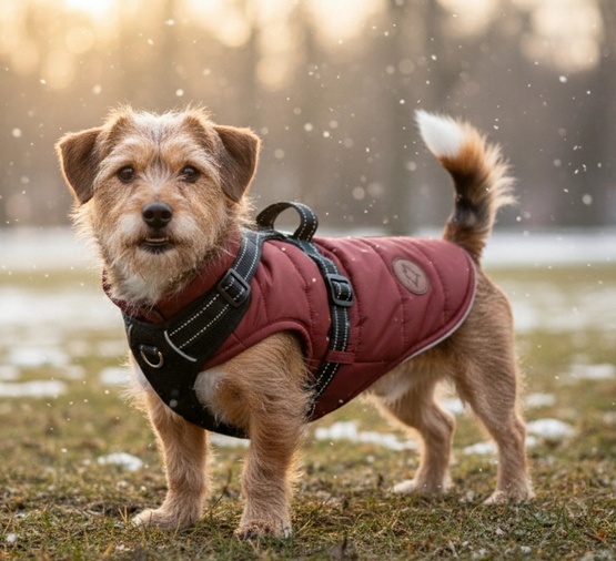 Zolux Kurtka puchowa z szelkami dla psa R.30 ceglasta - obrazek 5