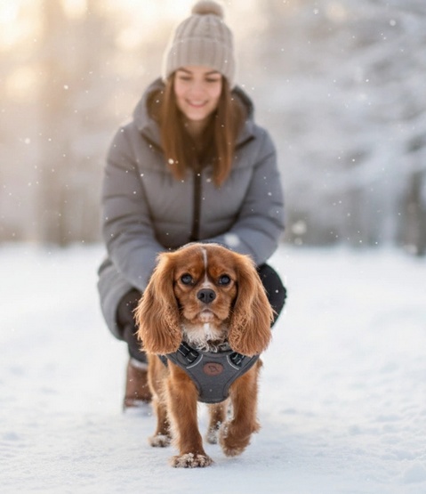Zolux Kurtka puchowa z szelkami dla psa R.45 szara - obrazek 3