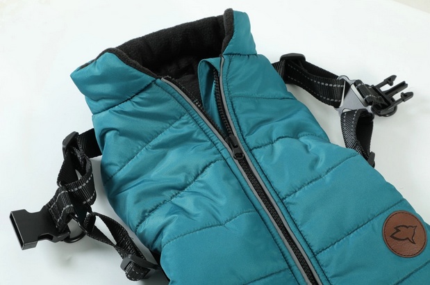 Zolux Kurtka puchowa z szelkami dla psa R.30 niebieska - obrazek 5