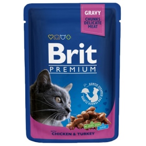Brit Premium Cat Adult Kurczak + Indyk saszetka 100g