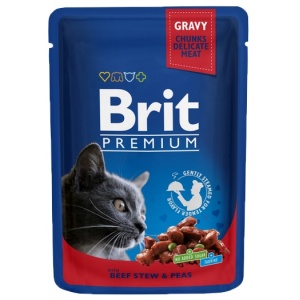 Brit Premium Cat Adult Wołowina + Groszek saszetka 100g