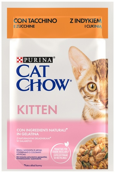 Purina Cat Chow Kitten Indyk i cukinia saszetki 3+1 GRATIS 4x85g - obrazek 2