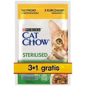Purina Cat Chow Sterilised Kurczak saszetki 3+1 GRATIS 4x85g