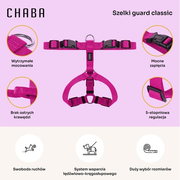 CHABA Szelki Guard S 1,6cm fuksja - obrazek 4