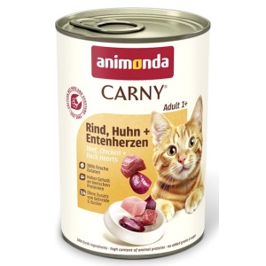 Animonda Carny Adult Wołowina, Kurczak + Kacze serca puszka 400g
