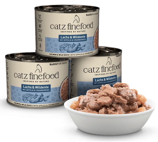 Catz Finefood Ragout in Sauce Łosoś i Dzika Kaczka (N.605) puszka 190g - obrazek 2