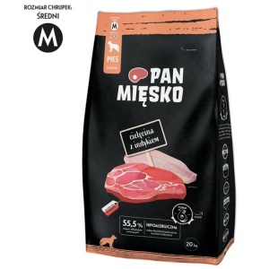 Pan Mięsko Karma sucha dla psa - cielęcina i indyk chrupki M 9kg