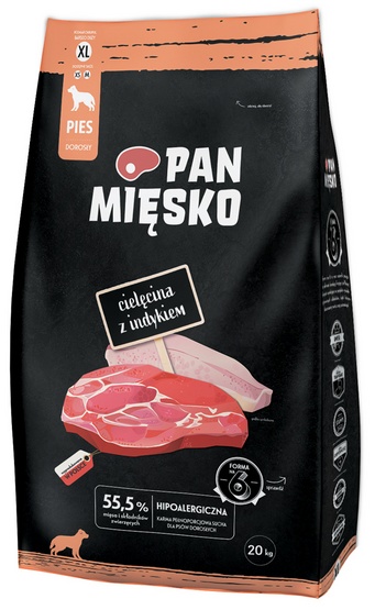 Pan Mięsko Karma sucha dla psa - cielęcina i indyk chrupki XL 3kg - obrazek 2