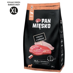 Pan Mięsko Karma sucha dla psa - cielęcina i indyk chrupki XL 9kg