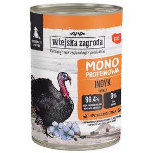 Wiejska Zagroda Monoproteinowa Indyk dla szczeniąt puszka 400g
