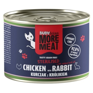 BUBAlicious Kot More Meat Sterilised kurczak i królik puszka 185g