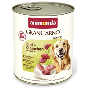 Animonda GranCarno Original Adult Rind Kaninchen Krautern Wołowina + Królik z Ziołami puszka 800g