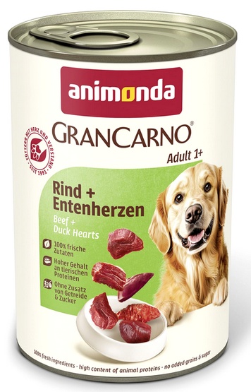 Animonda GranCarno Original Adult Rind Entenherzen Wołowina + Serca kacze puszka 400g