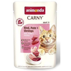 Animonda Carny Adult Wołowina, Indyk + Krewetki saszetka 85g