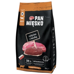 Pan Mięsko Karma sucha dla kota - cielęcina i kaczka chrupki M 1,6kg