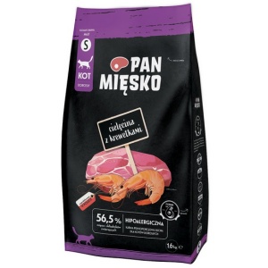 Pan Mięsko Karma sucha dla kota - cielęcina i krewetki chrupki S 1,6kg