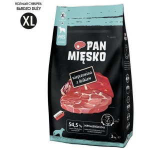 Pan Mięsko Karma sucha dla psa - wieprzowina i dzik chrupki XL 3kg
