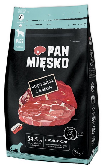 Pan Mięsko Karma sucha dla psa - wieprzowina i dzik chrupki XL 3kg - obrazek 2