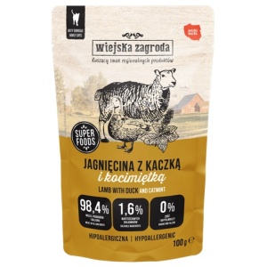 Wiejska Zagroda Kot Jagnięcina z kaczką i kocimiętką saszetka 100g
