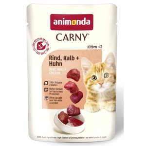 Animonda Carny Kitten Wołowina, Cielęcina + Kurczak saszetka 85g