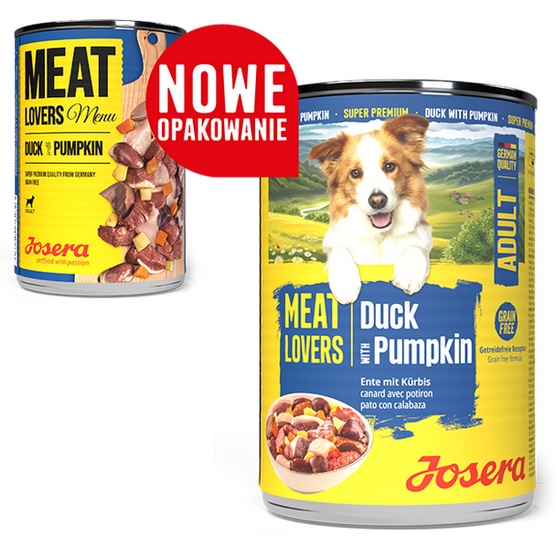 Josera Pies Meat Lovers Menu Kaczka z dynią puszka 400g - obrazek 2