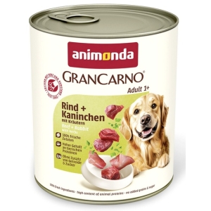 Animonda GranCarno Original Adult Rind Kaninchen Krautern Wołowina + Królik z Ziołami puszka 800g