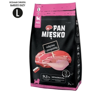 Pan Mięsko Karma sucha dla psa - dla szczeniąt cielęcina i przepiórka chrupki L 3kg