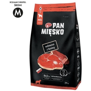 Pan Mięsko Karma sucha dla psa - wołowina i kozina chrupki M 20kg