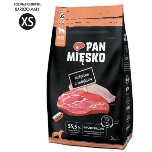 Pan Mięsko Karma sucha dla psa - cielęcina i indyk chrupki XS 3kg