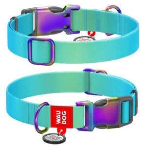 Collar WauDog Recycled Obroża nylonowa z QR-paszportem, gradient L 25mm/33-49cm niebieski