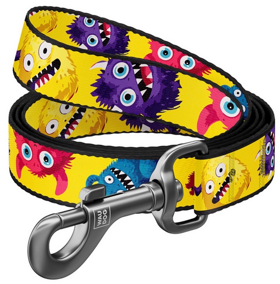 Collar WauDog Nylon Smycz nylonowa L-XXL 25mm/200cm, wzór FUTRZANE POTWORY