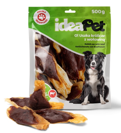 IdeaPet Uszka królicze z wołowiną 500g