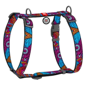 Collar WauDog Nylon Szelki nylonowe anatomiczne w kształcie litery H, z QR-paszportem, plastikowy fastex, wzór LATO, rozmiar L 25mm