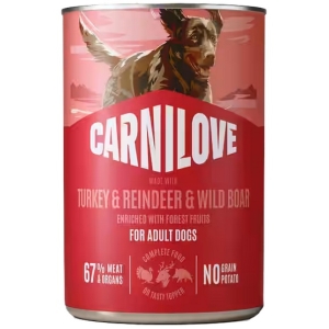Carnilove Dog Turkey & Reindeer & Wildboar Adult - indyk, renifer i dzik puszka 400g