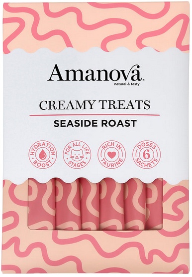 Amanova Cat Creamy Treats Seaside Roast Tuna & Chicken liver - tuńczyk i wątróbka 6x15g